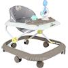 HUOLE Girarrosto per bambini 5 in 1, girello pieghevole regolabile, tappeto di trampolino rimovibile, carrello da passeggio per bambini con centro giochi, baby walker da 6 mesi, 67 x 72 x 92 cm, cachi (B)