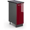 Vicco Colonna dispensa cucina Fame-Line, Bordeaux lucido, 30 cm | Frontale in MDF · Piano di lavoro incl. · Piedini regolabili in altezza · Maniglie in metallo