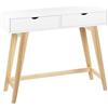 Beliani Consolle Scadinavian 2 cassetti gambe in legno bianco con legno chiaro