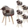 JZGORC Set di 6 sedie da pranzo poltrone patchwork, poltrone in stile scandinavo, sedie da cucina moderne, gambe in legno massello, per sala da pranzo, soggiorno, cucina - Marrone