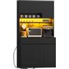 Hzuaneri Credenza Cucina Alta, Multipresa e Striscia LED, Nero