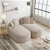Rvjiahe Comodo divano doppio in ciniglia Cloud, design senza cornice, extra grande, doppia chaise longue, cuscino incluso, non necessita di montaggio, per soggiorno, marrone chiaro (Light Brown, 2