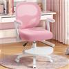 HOFFREE Sedia da scrivania per bambini, ergonomica, con bracciolo pieghevole e poggiapiedi, girevole, adatta per ragazze e ragazzi, a rete, per camera da letto, libri, rosa