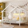 Ktipm Letto Montessori Bambini 90x200 cm con Parapetti e Design del Tetto | Lettino Bambino con Struttura Metallica, Lettino Montessoriano per Bambini con Supporto a Doghe, Senza Materasso, Bianco