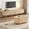 Shye Mobile TV da soggiorno con vano portaoggetti, combinazione tavolino da caffè, combinazione ovale, colore legno originale, MDF