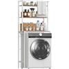 HOMCOM Scaffale per Lavatrice 3 Ripiani 67x40x161,8 cm Marrone e Bianco | Armadio per lavatrice e asciugatrice con asta appendiabiti, armadio portabiancheria per bagno e lavanderia.