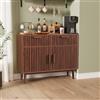 KeepGoon Credenza 100 x 35 x 80 cm con disegno verticale con 2 cassetti e 2 ante tavolo d'appoggio, cassettiera, armadio portaoggetti ingresso, soggiorno, camera da letto, cucina, colore legno