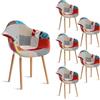 JZGORC Set di 6 sedie da pranzo poltrone patchwork,poltrone in stile scandinavo,sedie da cucina moderne, gambe in legno massello,per sala da pranzo,soggiorno,cucina - A5 Rosso