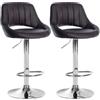 CLP Set da 2 sgabelli da bar Milet in similpelle, regolabili in altezza, girevoli, con schienale, | Colore marrone Materiale base Metallo effetto cromato