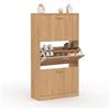 IDMarket - Scarpiera JULIETTE 18 pezzi, 3 ante a doghe, colore rovere