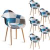 JZGORC Set di 6 sedie da pranzo poltrone patchwork,poltrone in stile scandinavo,sedie da cucina moderne, gambe in legno massello,per sala da pranzo,soggiorno,cucina - A5 Blu
