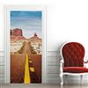 CBWRAW Porta Murale PVC Scenario di Strada nel Deserto 3D Adesivo per Porte Autoadesivo Vinile Impermeabile Art Applique Poster Famiglia Camera da Letto Soggiorno La Porta Ufficio Decoration 77X200cm