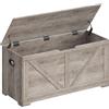 VASAGLE Cassapanca, Panca Portaoggetti, Pouf Organizzatore con 2 Cerniere di Sicurezza, Scarpiera, Stile Rustico, 40 x 100 x 46 cm, per Corridoio, Camera da Letto, Soggiorno, Greige Melange LSB060K03