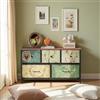 HFASD Cassettiera a 5 cassetti in tessuto, con motivo floreale, mobile portaoggetti vintage con piano in legno e struttura in metallo, per camera da letto, soggiorno, corridoio, 100 x 30 x 55 cm (5 cassetti