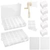 X-BLTU 2 Pezzi Organizer per Filo da Ricamo A Punto Croce, per Fai da Te | 36 Scomparti Rimovibili con 1 Bigodino, 150 Bobine di Filo Interdentale in Plastica Dura e 2 Adesivi per Fai Da Te