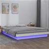 vidaXL Struttura letto in legno massello di pino bianco LED con telecomando per colori chiari regolabili - Dimensioni 120 x 200 cm arredamento moderno camera da letto
