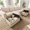 Lekvvied Divano angolare modulare a forma di U con 2 poggiapiedi removibili, divano a 4 posti, comodo e profondo, schienale alto, beige, 264,5 / P 142,5 / H 84 cm, Adatto a soggiorni e appartamenti
