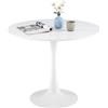 GOKHOMX Tavolo da pranzo rotondo bianco 90 cm, tavolo da cucina rotondo per 2-4 persone, stile moderno, base centrale in metallo stabile, per piccolo spazio cucina, sala da pranzo, soggiorno, balcone