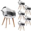 JZGORC Set di 6 sedie da pranzo poltrone patchwork,poltrone in stile scandinavo,sedie da cucina moderne, gambe in legno massello,per sala da pranzo,soggiorno,cucina - Bianco e nero