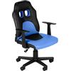 CLP Sedia ergonomica per bambini e ragazzi Fun, poltrona regolabile in altezza con rivestimento in ecopelle, braccioli rimovibili Colore:nero/blu