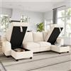 Lekvvied Divano angolare moderno in ciniglia, due cuscini, due chaise longue con vano contenitore estraibile, divano modulare multifunzionale a 4 posti, adatto a soggiorni e appartamenti, beige