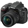 NIKON - D3300 Nero Kit 18-55 VR AF-P Sensore CMOS DX 24Mpx Display 3'' Filmati Full HD Wi-Fi Ready - SPEDIZIONE GRATUITA
