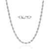 Joykee Collana a catena in corda per uomo 3/4/5 mm tono argento collana a catena da uomo in acciaio inossidabile collana catena per uomo donna regalo gioielli, Acciaio inossidabile