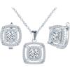 MicLee Collane ciondoli e orecchini di zirconi di lusso per donna: Parure di gioielli in argento 925 - Collana orecchini quadrata con zirconi - Gioielli da sposa eleganti - Gioielli per feste