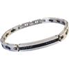 Generico Bracciale Uomo in Acciaio Inossidabile con Cristalli Neri | Lunghezza 20 cm, Peso 25 g, Cristalli Neri Incastonati, Dettagli Oro, Stile Moderno