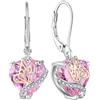 YL Orecchini Cuore Argento 925 con 12 Pietra Portafortuna Zirconia Cubica Farfalla Orecchini per donna