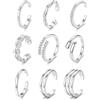KRFY 9 Pezzi Anelli Piedi Donna Oro 14K Laminato Ipoallergenico Anti-Ossidazione Regolabile Aperti Anello Punta CZ Fiore Pollice Set Gioielli Piede Estate Spiaggia Oro Argento