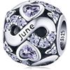 ShiYu Giugno Birthstone Charms adatta per braccialetto Pandora,regali di compleanno per le donne