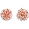 SchmuckDesignByEmma Orecchini a clip in corallo rosa con perle d'acqua dolce