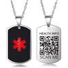 Theluckytag QR Code Medical Alert Collana Uomini Donne Bambini - 19 '' collana ID medico in acciaio inossidabile - Più spazio Informazioni mediche personalizzate