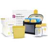 Medela set completo per la conservazione del latte materno con bottiglie per la conservazione da 150 ml, Easy Pour, sacca per microonde Quick Clean e borsa termica con elemento refrigerante sagomato