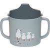 LÄSSIG Tazza in Polipropilene (PP) per bambini con manico e coperchio rimovibile 150 ml/Sippy Cup PP/Cellulose Tiny Farmer Sheep/Goose nature