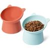 Amazon Basics, Ciotole Rialzate per Gatti, a Forma di Orecchio di Gatto, Confezione da 2, 13,2 × 13,2 × 11,4 cm, Arancione e Blu