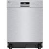 Midea SU 3.35 x 14ES - Lavastoviglie da 60 cm, 14 controsoffitti per lavastoviglie parzialmente integrabili con WiFi, asciugatura extra, 7 programmi, 47 dB, ritardo di inizio 0-24 ore, in acciaio inox