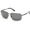 Timberland TB00010 Occhiali da Sole Uomo, Occhiali da Sole Casual Leggeri, Forma Lente Rettangolare, Custodia Inclusa, Lenti Verde Polarizzato, Nickel Scuro Opaco