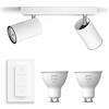 Philips Hue Philips myLiving Kosipo Faretto da superficie Bianco 2 punti luce Faretto da superficie Incassato Incl. White GU10 & Dimmer Bluetooth