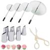 Elionless Kit per decorare torte, 7 pezzi di ugelli per glassa in acciaio inox, 4 chiodi per fiori di torta e 1 sollevatore per fiori per torte in pasta di zucchero e cupcake