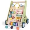 LOL-FUN Passeggino per bambini in legno, 10 in 1 Activity Center Baby Girello per bambini a partire dai 12 mesi in su