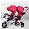 FGHRYENP Triciclo per bambini, Triciclo gemellare quattro in uno per bambini, bicicletta a pedali a due posti, passeggino con parasole, maniglia posteriore rimovibile/pedali retrattili(Red)