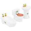 Hidyliu Set da Bagno in Miniatura per Casa delle Bambole 1/24 Elegante Kit Lavandino per Vasca da Bagno in Ceramica per Decorazioni per Casa delle Bambole - 3 Pezzi in Bianco (#2)