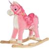 HOMCOM Cavallo a dondolo modello Unicorno con Suoni autentici Sella Grande Comfort Legno di pioppo Rosa dim. L74 x L33 x 62H cm