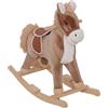 HOMCOM Cavallo a dondolo Sella da Cowboy Grande Comfort Peluche Morbido Legno di Pioppo Marrone