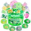 LAWOHO Rana Clear Slime 300ml, Kit di melma verde trasparente per ragazze e ragazzi con 8 pacchetti di additivi per melma, melma per bomboniere per bambini con argilla, compleanno, Halloween, Natale