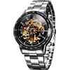 Alienwork IK Orologio Automatico Uomo Donna Scheletro Fondo in Vetro