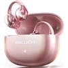Kinglucky King Lucky Auricolari wireless Bluetooth 6.0 con clip, con microfono, 50 ore di riproduzione, ENC, IPX5 impermeabili, auricolari sportivi, comodi per orecchie piccole e fitness, corsa (rosa