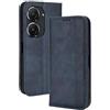 Topme Cover per ASUS Zenfone 10 / ASUS Zenfone 9 (5.9 Inches) Custodia Case, Custodia per Telefono in Pelle Elegante Slot per Schede Testurizzato.Blu